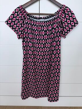 Tommy Bahama Black & Pink Geometric Mini Dress